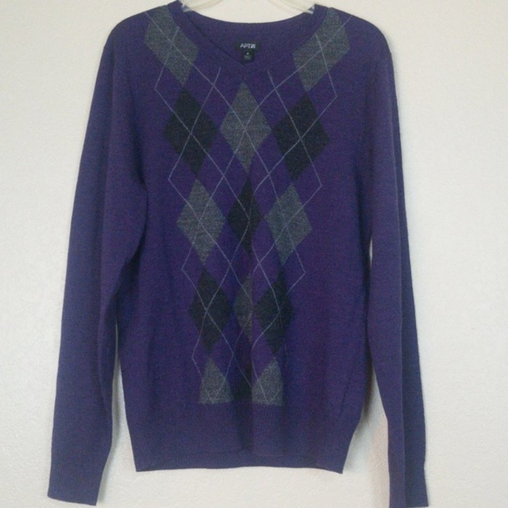 Apt 9 Argyle V Neck Sweater Size Small
